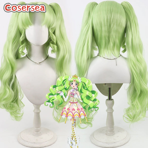 Cosersea Prism Paradise PriPara Falulu 80cm Long Wavy Light Green Ponytail Cosplay Wigs