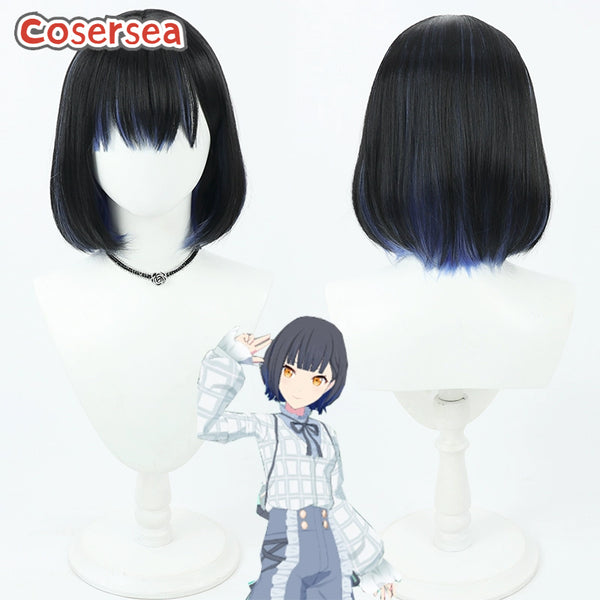 Project Sekai Colorful Stage feat. Shiraishi An Black Mixed Blue Bobo Cosplay Wigs