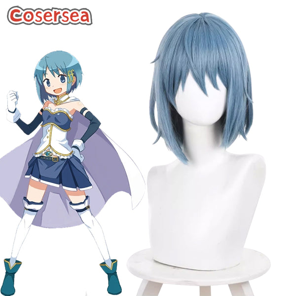 Puella Magi Madoka Magica Sayaka Miki 33cm Blue Bobo Cosplay Wigs