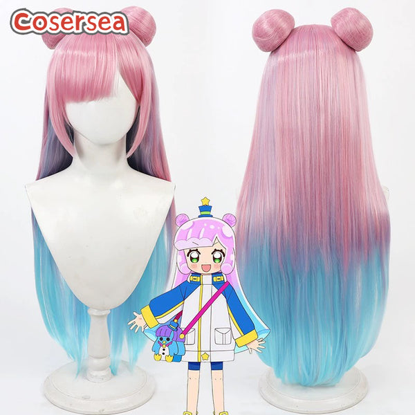 Cosersea Puniru Is a Cute Slime Puniru Pink Mixed Light Blue Cosplay Wigs With Buns