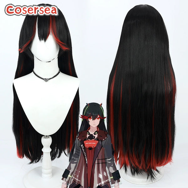 Punishing: Gray Raven Lucia Lotus 80cm Black Mixed Red Cosplay Wigs