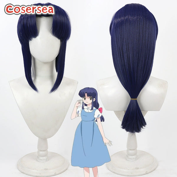 Ranma 1/2 Akane Tendo 70cm Long Dark Blue Cosplay Wigs