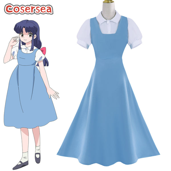 Ranma 1/2 Akane Tendo Halloween Blue Dress Cosplay Costume