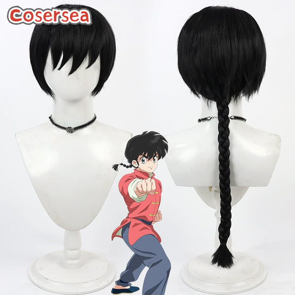 Ranma 1/2 Ranma Saotome 60cm Black Braided Cosplay Wigs