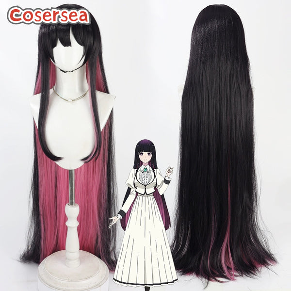 Rock is a Lady's Modesty Otoha Kurogane 120cm Black Mixed Pink Cosplay Wigs