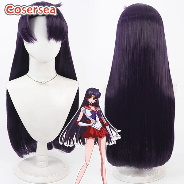 Cosersea Sailor Moon Hino Rei 80cm Long Dark Purple Cosplay Wigs