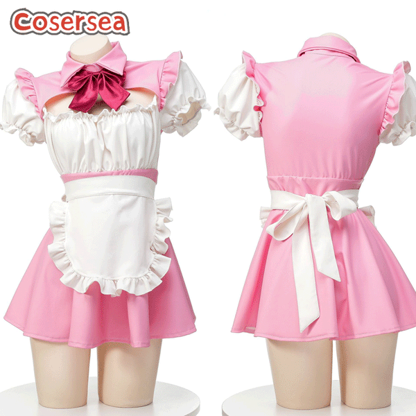 Sakura Pink Maid Dress Roleplay Girl's Anime Cosplay Costume