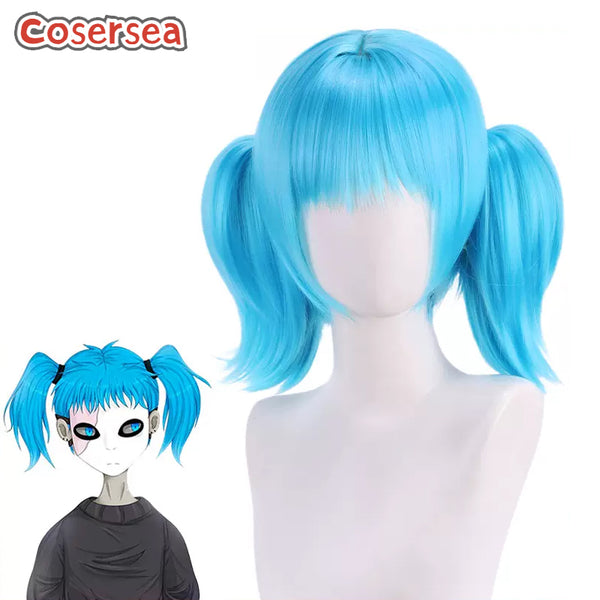 Sally Face Sal Fisher Light Blue Ponytail Wigs