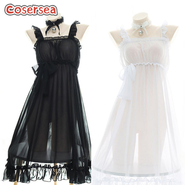 Semi-transparent Chiffon Sexy Halter Dress Girls Private Underwear Pajamas