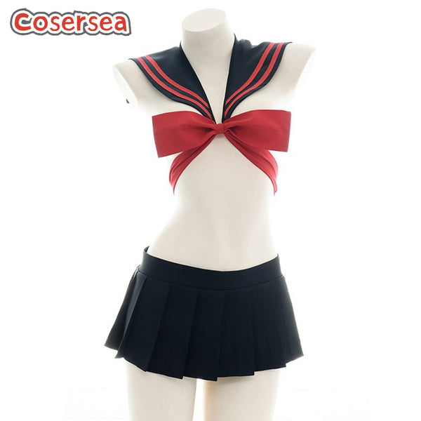 Sexy Bow Sailor Dress Cute School Girl Pajamas Private Room Maid Uniform