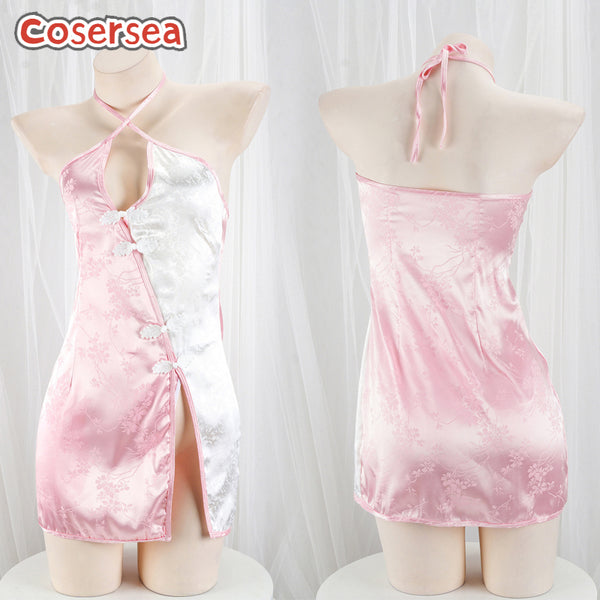 Sexy High Slit Cheongsam Women's Nightgown Sleepwear Dress