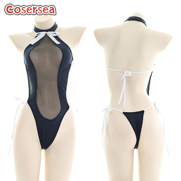 Sexy High Split Backless Underwear Lace Up Halter Strap Pajamas