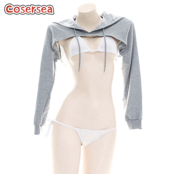 Sexy Hooded Pullover Women's Cleavage Uniform Coat Private Homewear