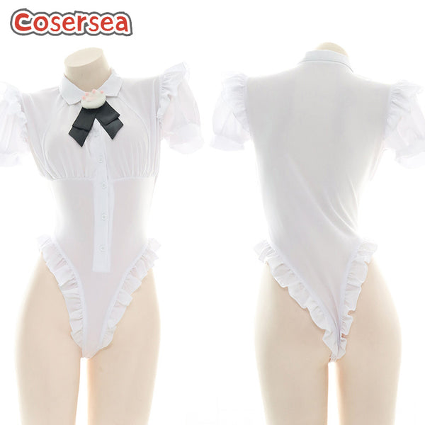 Sexy Lingerie Maid Uniform One-piece Shirt OL Office Secretary Lace Underwear