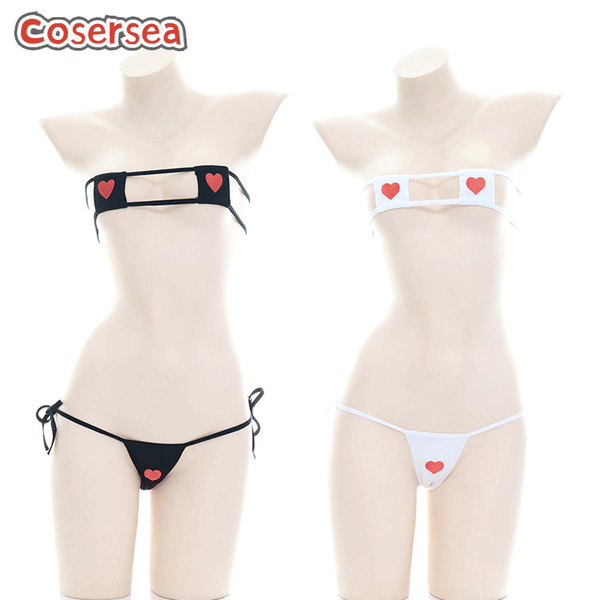 Sexy Love Embroidered Bikini Lace-up Three-point Underwear Suit