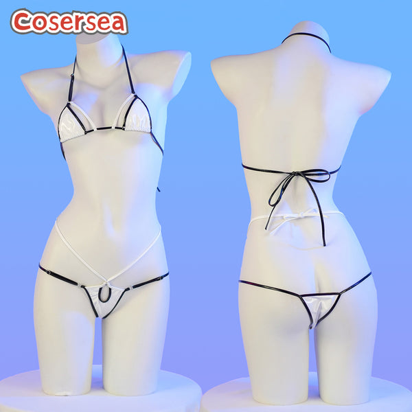 Sexy Mini Three Point PU Leather Underwear Seductive Performance Bikini