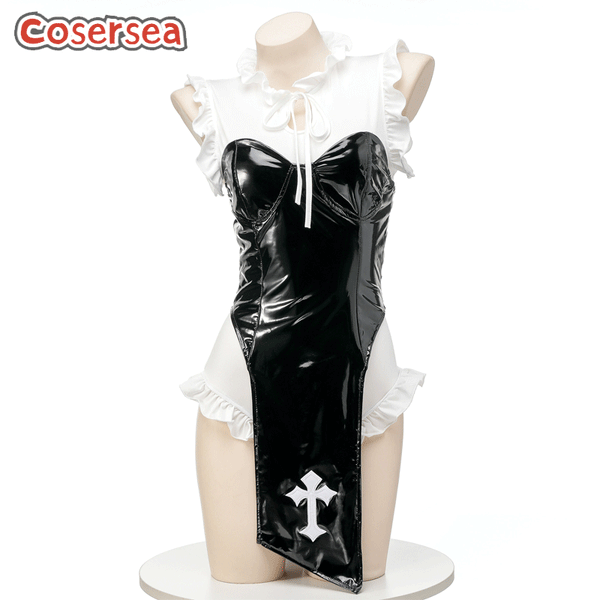 Sexy PU Leather Role Play Nun Uniform Hot Girl Homewear Pajamas