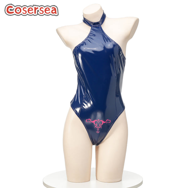 Sexy PU Leather Swimsuit Halter One-piece Private Room Printed Home Dress