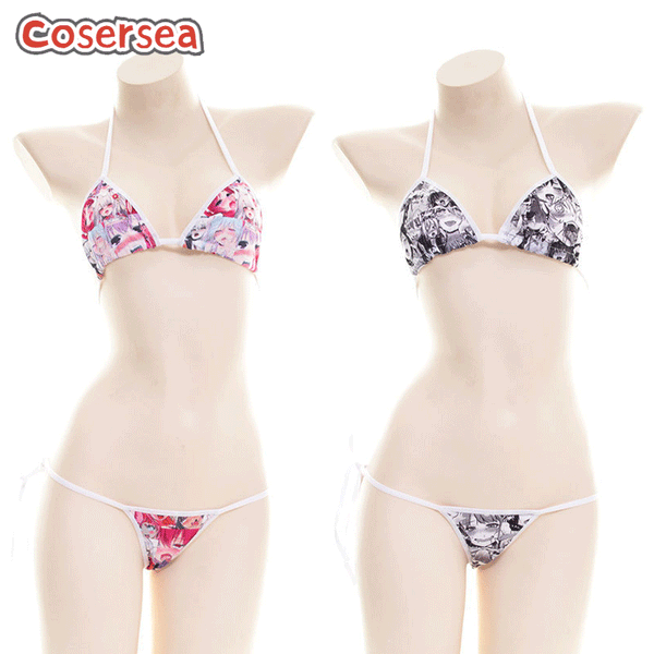 Sexy Personality Mosaic Cartoon Bikini Japanese Printed Lace-up Underwear1