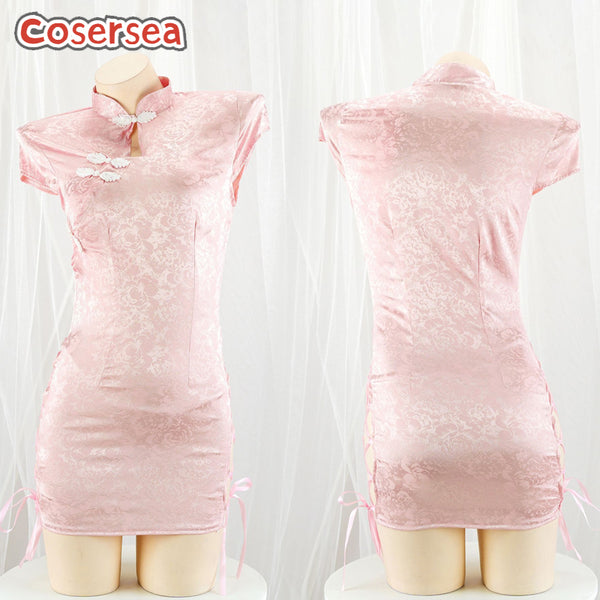 Sexy Pink Cheongsam Women's Nightgown Dress Private Room Pajamas