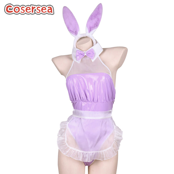 Sexy Purple Bunny Uniform PU Leather Rabbit Dress Cute Private Underwear