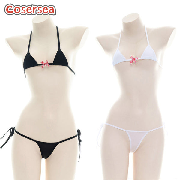 Sexy Silk Bikini Three-point Bow Lace-up Japanese Underwear