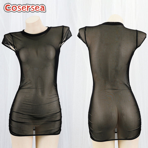 Sexy Transparent Black Mesh Jumpsuit Dress Sleepwear Women's Lingerie