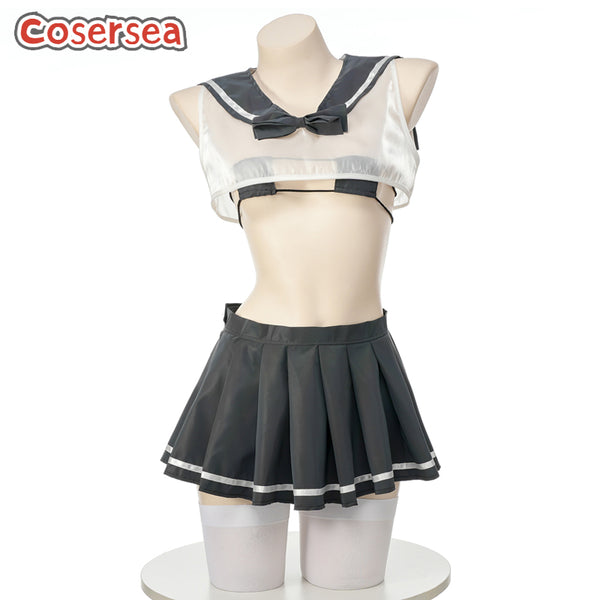 Sexy Transparent Glow-in-the-dark Sailor Dress JK Uniform Spice Show Nightdress
