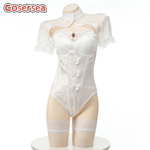Sexy Underwear Dark Flower Marriage Jumpsuit Halter Anchor Performance Costume