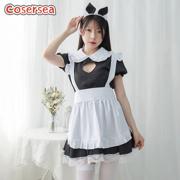 Sexy Underwear Love Hollow Maid Dress Pajamas Costume With Headband