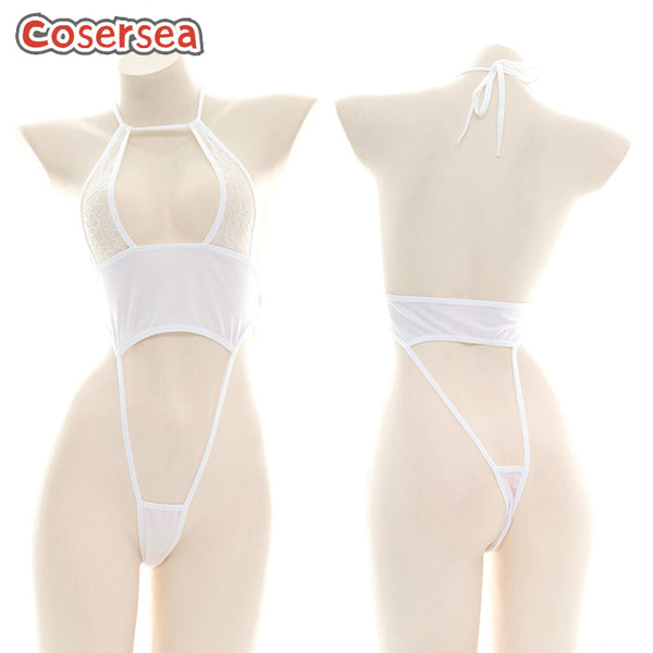 Sexy Underwear Mesh Backless Bodysuit Private Home Dress Lace-up Pajamas