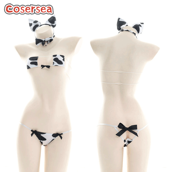 Sexy Uniform Cow Bikini Women's Private Room Three-point Underwear