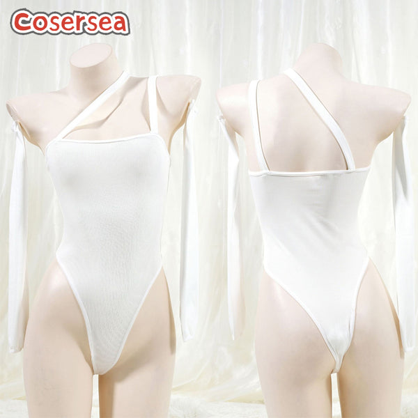 Sexy White Tight Jumpsuit Knitted Crossbody Backless Nightdress