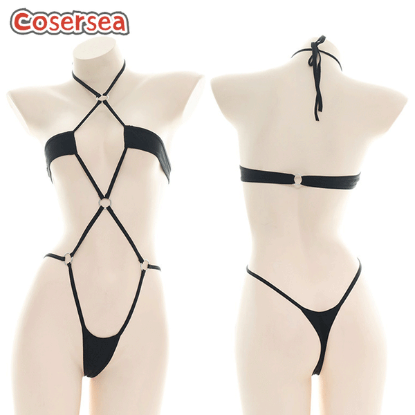 Sexy Women's Black Underwear One-piece Bikini Hollow Pajamas