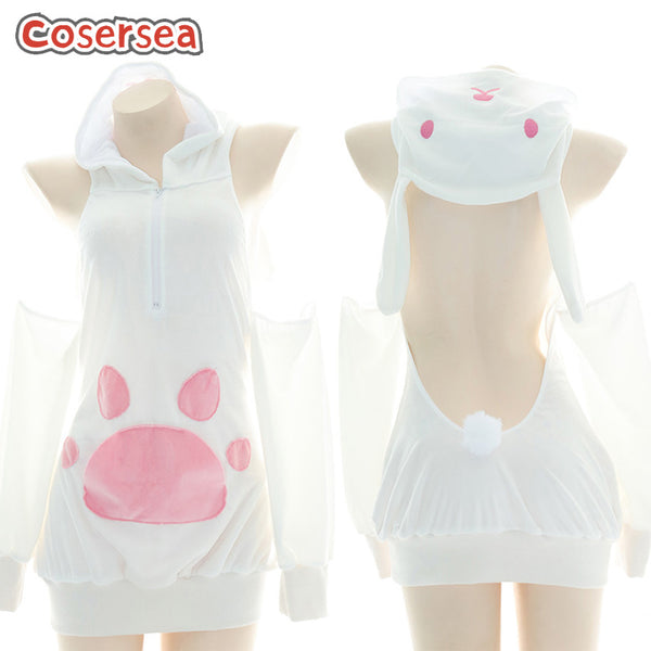 Soft Cute Cat Claws Plush Hoodie Sexy Backless Catelyn Hooded Sweater