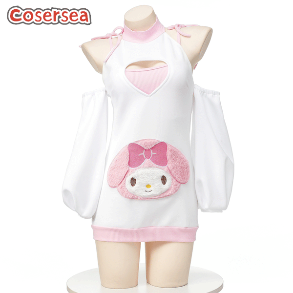 Soft Cute Dress Sexy Bunny Embroidered Hoodie Pajamas Dress