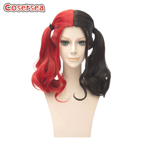 Suicide Squad Harley Quinn 45cm Red And Black Ponytail Cosplay Wigs