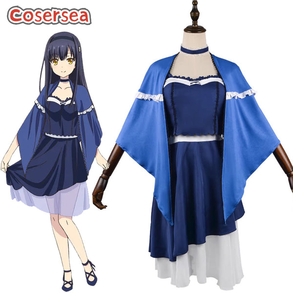 Cosersea Summer Pockets Kushima Kamome Halloween Blue Dress Cosplay Costume