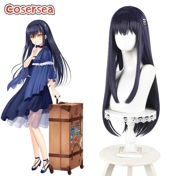 Summer Pockets Kamome Kushima 65cm Long Dark Blue Cosplay Wigs