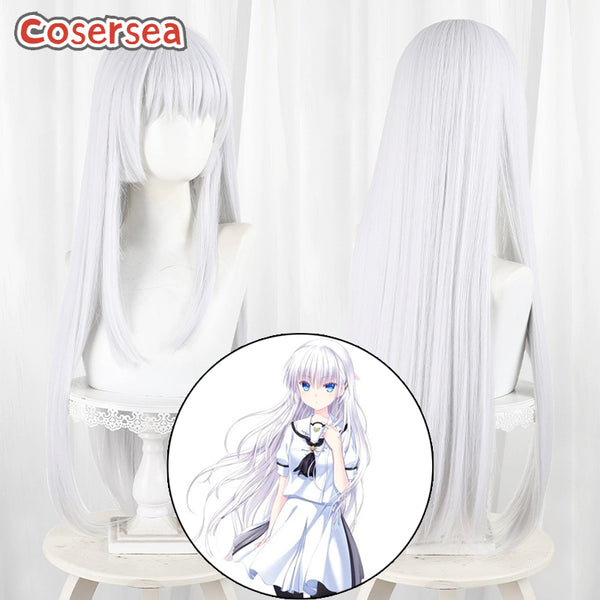 Cosersea Summer Pockets Naruse Shiroha 80cm Long Silver White Cosplay Wigs