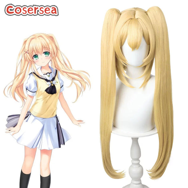Cosersea Summer Pockets Tsumugi Wenders 80cm Blonde Ponytail Cosplay Wigs