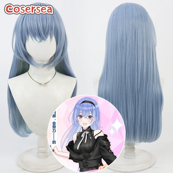 THE iDOLM@STER SHINY COLORS Hana Suzuki 80cm Light Blue Cosplay Wigs