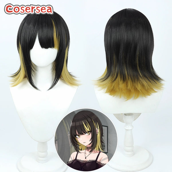 The Idolm@ster Shiny Colors Luca Ikaruga 40cm Black Mixed Blonde Cosplay Wigs