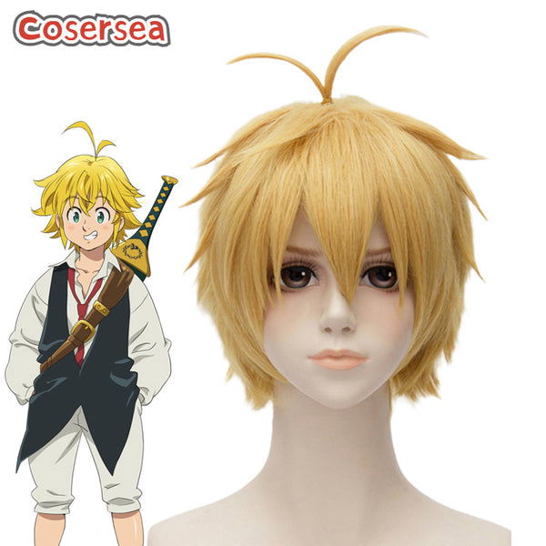 The Seven Deadly Sins Meliodas 30cm Short Blonde Men Cosplay Wigs