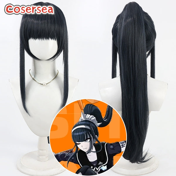 Cosersea The Hundred Line: Last Defense Academy Kyoshika Magadori 80cm Black Blue Ponytail Cosplay Wigs