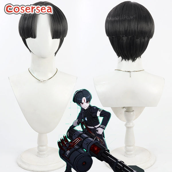 Cosersea The Hundred Line: Last Defense Academy Maruko Gaku 30cm Black Green Cosplay Wigs