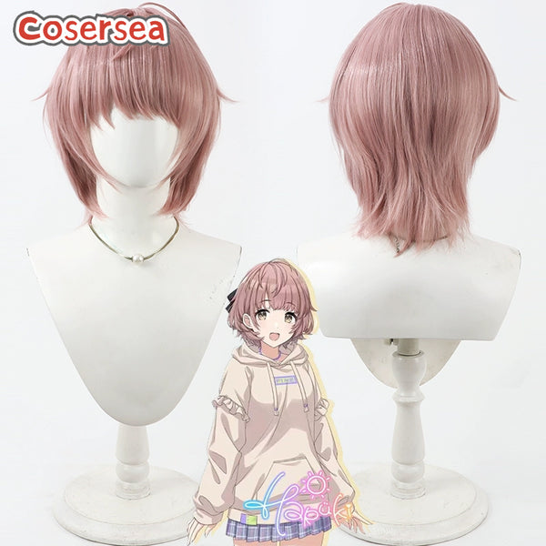 Cosersea The Idolmaster Shiny Colors！Haruki Ikuta Short Dark Pink Cosplay Wigs