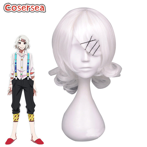 Tokyo Ghoul Juzo Suzuya 45cm Curly White Cosplay Wigs