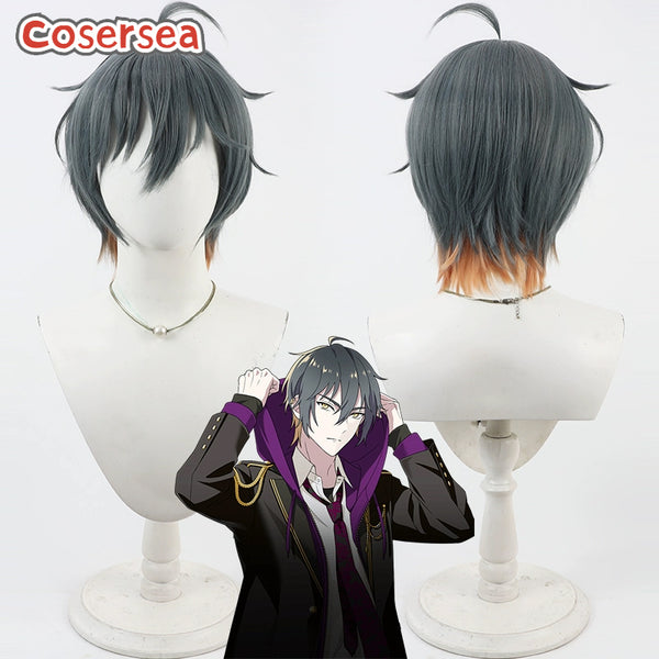 Cosersea Tokyo Debunker Lyca Colt 30cm Blue Gray Mixed Orange Men Cosplay Wigs
