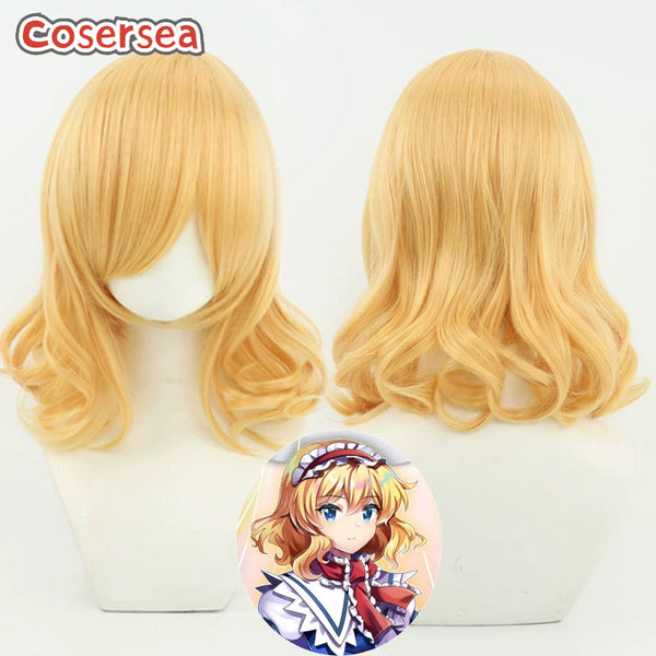Cosersea Touhou Project Alice Margatroid 40cm Wavy Blonde Cosplay Wigs